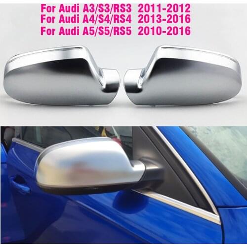 Car Mirror Cover For Audi A4 B8.5 A3 A5 S5 RS5 Matte Chrome Silver Rearview Mirror Cover Protection Cap Car Styling