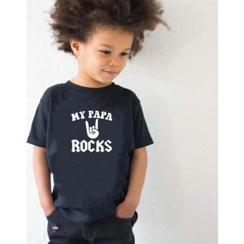 My Papa Rocks Printed Kids Girls T-shirts Summer Short Sleeve Tops Fashion Boys Tees Casual Toddler Tshirts Children Clothes