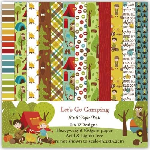 DIY Let is go camping style Scrapbooking paper pack of 24 sheets handmade craft paper craft Background pad S228