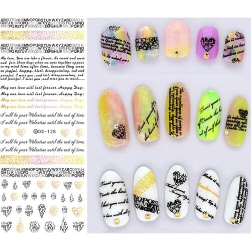 DS121-150 2021 DIY Water Transfer Nails Art Sticker English Letter Little Element Nail Wrap Sticker Tips Manicura nail