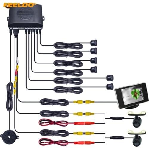 FEELDO Car 6 Sensors/16.5mm Camera/Monitor Front&Rear Dual View Parking Sensor Backup Radar System