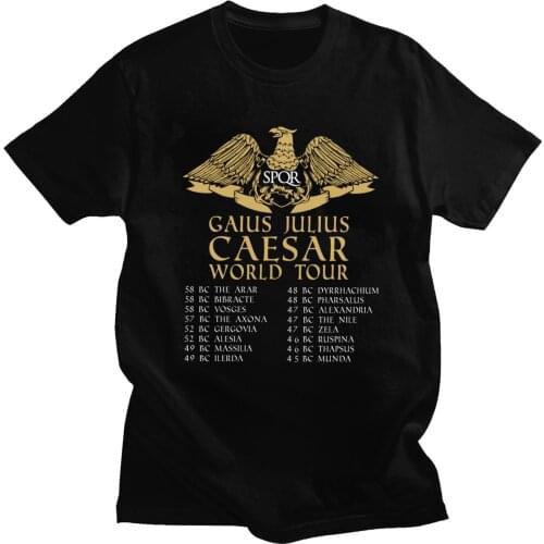 Vintage Gaius Julius Caesar World Tour Tshirt Men Short Sleeve SPQR T-shirt Roman Empire Emblem Tee Tops Cotton Casual T Shirts