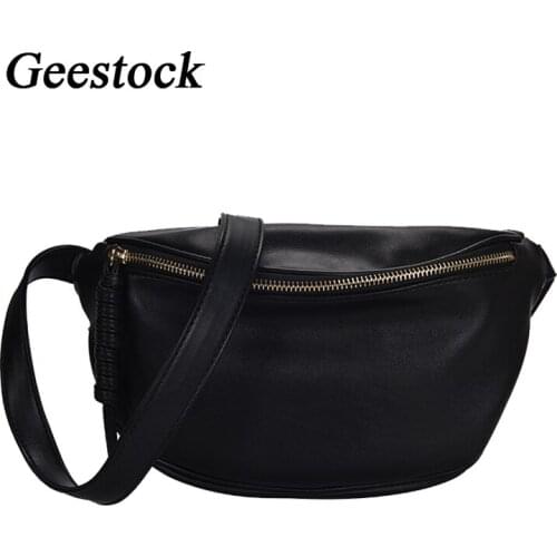 Geestock Fashion Womens Waist Bag Large-Capacity Wild Crossbody Bag Breast Pocket PU Leather Womens Waist Bag
