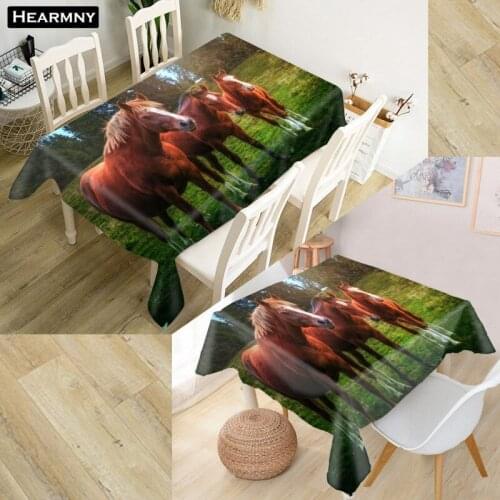 HEARMNY Horse Animal Tablecloth 3D Oxford Fabric Square/Rectangular Dust-proof Table Cover For Party Home Decor TV Covers