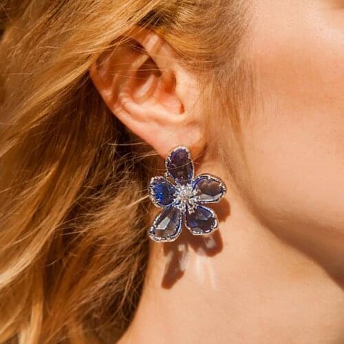 Janekellytrendy flower shape Earrings For Women Accessories Full Cubic Zirconia Earrings Jewelry pendientes mujer moda