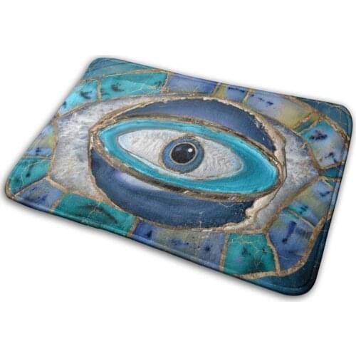 Evil Eye Amulet Agate And Gold Mat Rug Carpet Anti-Slip Bedroom Entrance Door Mat Evil Eye Greek Mati Evil Eye Pattern Mati