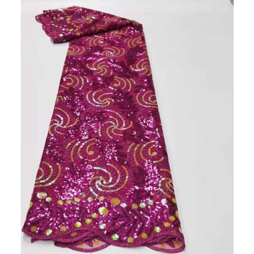 Sequined Lace Fabrics Luxury African Tulle Fabric With Heavier Sequins French Net Lace For Wedding Dress 5 Yards