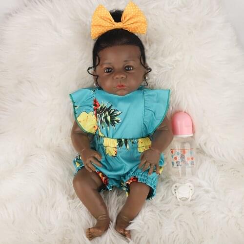 Hoomai New Black skin 20" Reborn Baby Dolls Soft Body Silicone Alive Cute Girl Toy Baby Dolls New Childrens Present
