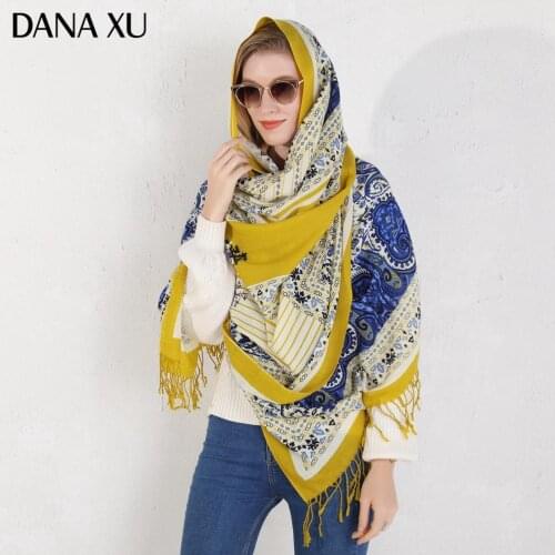 Fashion Winter Scarf For Women Scarf Cashmere Warm Plaid Pashmina Scarf Luxury Brand Blanket Wraps Female Scarves And Shawls