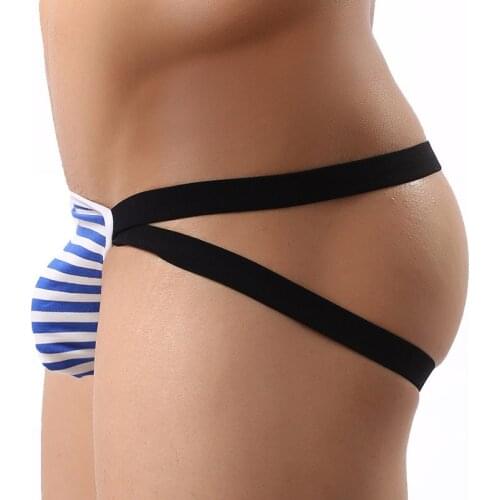 Mens Underwear Men Sexy Thongs Jockstrap Bikini Cuecas Man Modal Panties Tanga Striped Male Underpants Gay Slip Homme G-strings