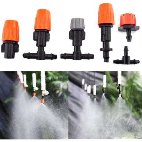 10pcs 1/4" Garden irrigation Hanging Fog Sprinkler Nozzle tee 4/7 hose Misting mist water sprayer Kits For Garden Greenhouse