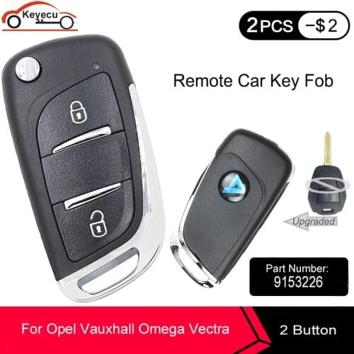 KEYECU Upgraded Flip Remote Key Fob 2 Button 433MHz ID48 for Vauxhall Omega/Vectra/Frontera/Isuzu P/N: 9153226