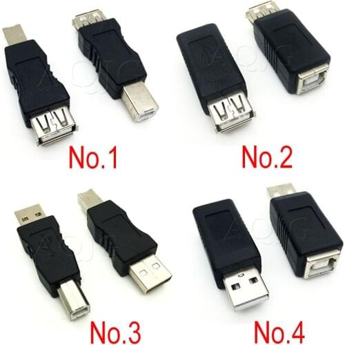 1PCS USB 2.0 A Female/Male to USB B Print Male/Female Adapter Connector AF to BM Converter Mini Portable for PC Computer Phone
