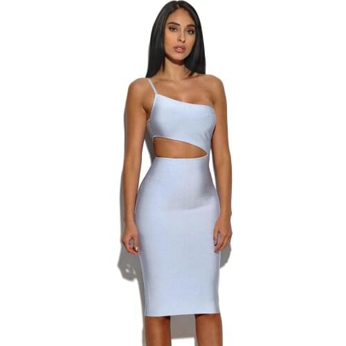 Summer Rayon Bandage Spaghetti Strap Dress Strapless Knee-Length Sexy White Hollow Out Women Dress Evening Party Dress