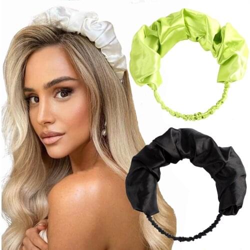 Fluffy Soft Elastic Hairband French Style Satin Hair Band Bath Make Up Wash Face Headband Daily All-match Hair Accessories Women
