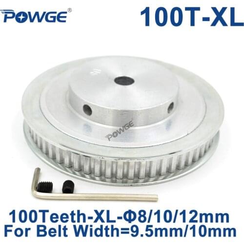 POWGE Trapezoid 100 Teeth XL Synchronous pulley Bore 8/10/12/15/20mm for width 9.5mm Timing Belt 100-XL-037 BF 100teeth 100T