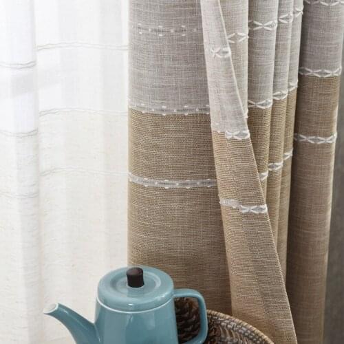 Simple Modern Cotton Hemp Nordic Wind Shading Curtains for Living Dining Room Bedroom