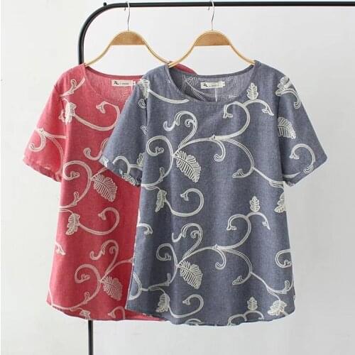 Plus Size 4XL Gray & Red Floral Embroidered T Shirt Women 2021 T-shirt Short Sleeves Summer Women Tops Tshirt Tee Shirt Femme