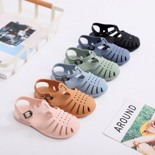 New Summer Children Sandals Roman Baby Girls Toddler Sandals Soft Non-slip Princess Kids Candy Jelly Beach Shoes Casual Slippers
