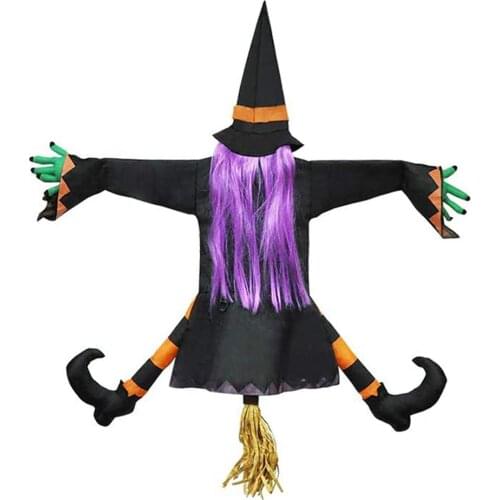 Crashing Witch Into Tree Halloween Decoration Props Door Porch Tree Props Crashed Witch Outdoor Halloween Decorations