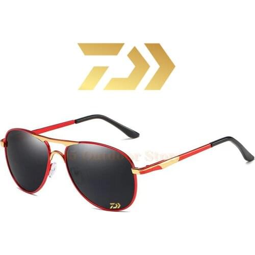 Daiwa Retro Sunglasses Polarized Men Fishing Sunglasses Vintage Luxury Sunglasses Driver Metal Goggles Mirror Sun Anti-UV