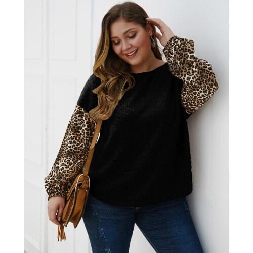 Loose Autumn Winter Leopard Patchwork Sweater Women Pullover Plus Size Womens Sweaters Quality Knitted Oversized Sweater Jumper