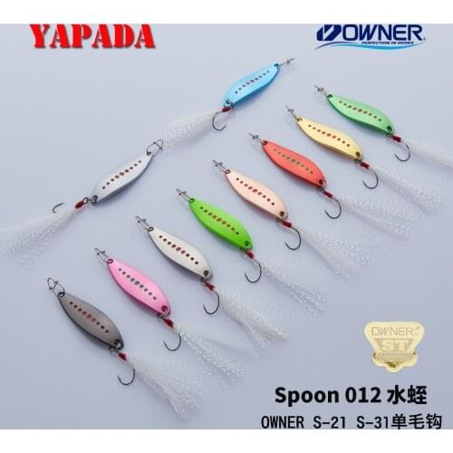 YAPADA Spoon 012 New Leech 2g-3g OWNER Single Hook+Feather 33mm-38mm Multicolor Zinc alloy Metal Small Spoon Fishing Lures Trout
