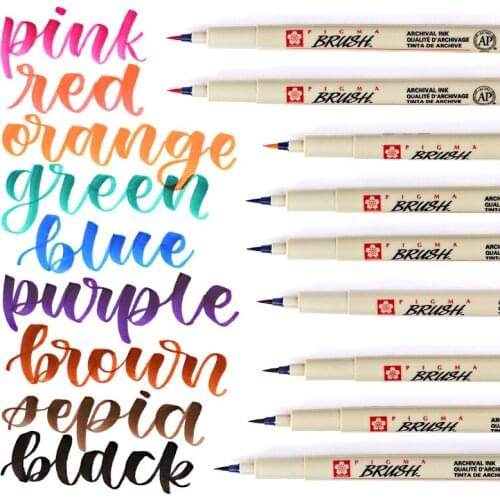 Japan SAKURA Soft Brush BR Comic Illustration Fine Line Pen Brush Strokes Water Color Brush Pen 1PCS