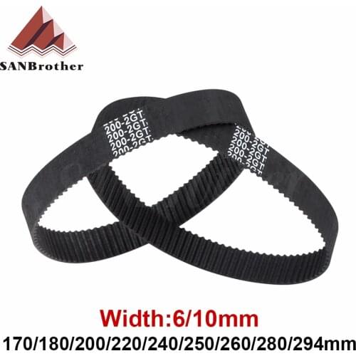 3D Printer Parts C-19 GT2 Closed Loop Rubber 2GT Timing Belt Width 6mm 10mm Length 170 180 200 220 240 250 260 280 294mm