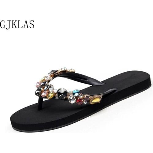 Ladies Flat Slippers Crystal Sandale Female Flat Shoes Women Flip Flops Womens Slippers New Fashion Flat Flip Flop for Women