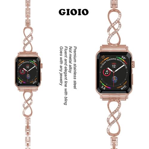 Women Diamond band for apple watch 3 strap 38mm 42mm Replacement metal strap for apple watch 6 strap 44mm 40mm iwatch serice 5 4