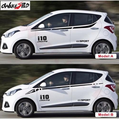 1set Car Styling Both Side Door Waist Line Stripes Decor Sticker For-Hyundai i10 Auto Door Sport Styling Sticker DIY Vinyl Decal