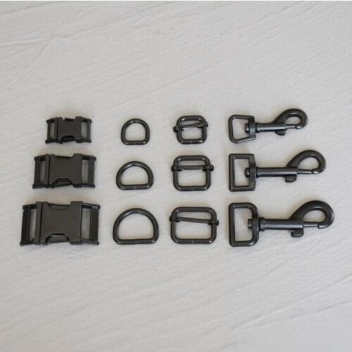 1 Set 15mm/20mm/25mm/30mm Metal Slider Adjustable Buckle D Ring Metal Dog Clasp Four Pieces Webbing DIY Cat Collar Accessory