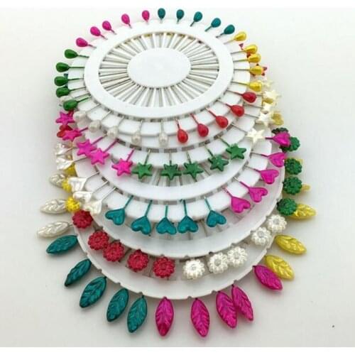 1set Mixed Colors flower/leaf/Heart design Head pins Weddings Corsage Florists Dressmaking Decorating Sewing Pins sewing tool