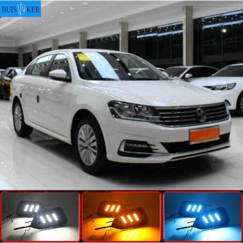 1 Pair For Volkswagen VW Lavida 2019 with Yellow Trun Signal Light Blue Night Lamp LED DRL Daytime Running Light
