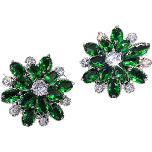 1 Pair Gorgeous Stud Earrings Women Girls Wedding Jewelry Cubic Zircon Ear Stud Birthday Gifts