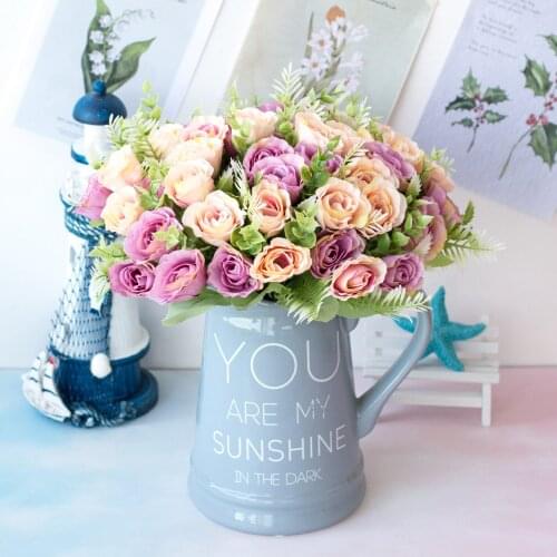 1Branch 10Heads 5Forks Artificial Roses Wedding Flower Bouquet Chrismtas Birthday Party Home Desktop Decoration Fake Flowers