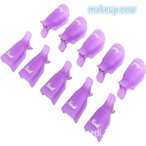 20Pcs=10pc red+10pc purple Remover Gel Polish Nail Art UV Nail Degreaser Polish Wrap Tool Nails Remover Soak Off Cap Clip