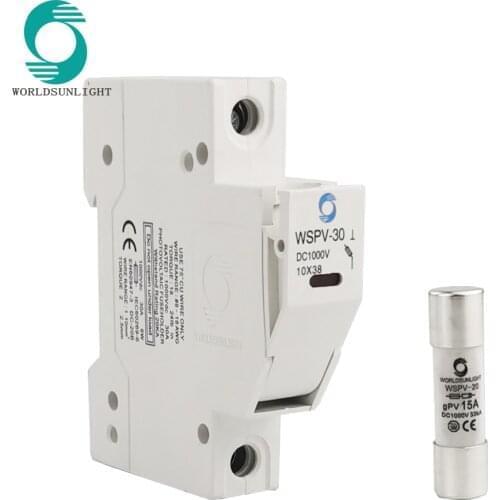 10 pcs per lot WSPV-32 CE 10*38mm dc 10A,12A,15A,16A,20A,25A,32Amp PV solar dc 1000V fuse with fuse holder box with indication