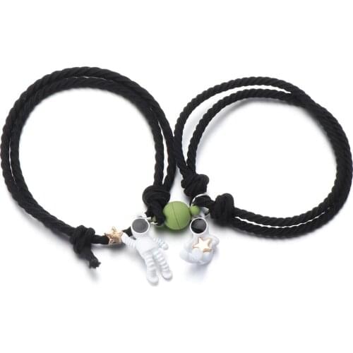 2Pcs/Set Couple Magnet Bracelet Friend Bracelet Star Astronaut Bracelet Valentines Day Gifts Attractive Jewelry Gifts For Women