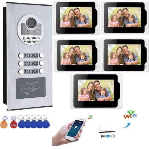 5/4 Apartments Wifi Video Intercom Smartphone App Remote Monitor for 5/4 Families/Floors Apartment Video Doorbell Camera