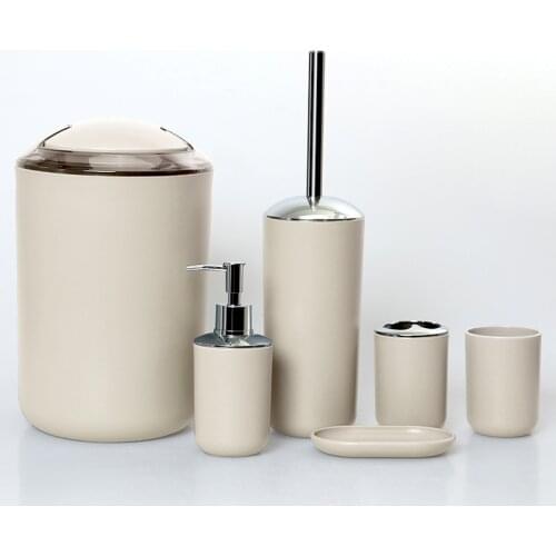 6Pcs Bathroom Accessories Necessities Kit to Keep Your Bathroom Clean and Tidy Decoration Shower Curtain Rugs Toothbrush Holder