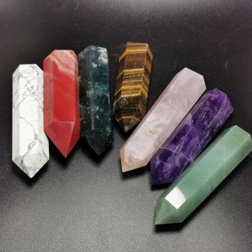 7pcs Natural Stone Point Tower crystal Healing Crystal Hexagon Minerals Magic Wand Home Decor