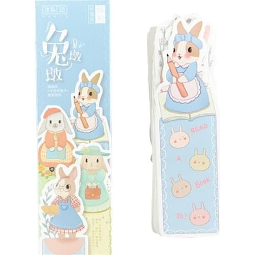 8packs/lot Kawaii Cute Miss Rabbit Animals Bookmark With famous sentence Paper Chinese Sayings Cartoon for Girl wholesale