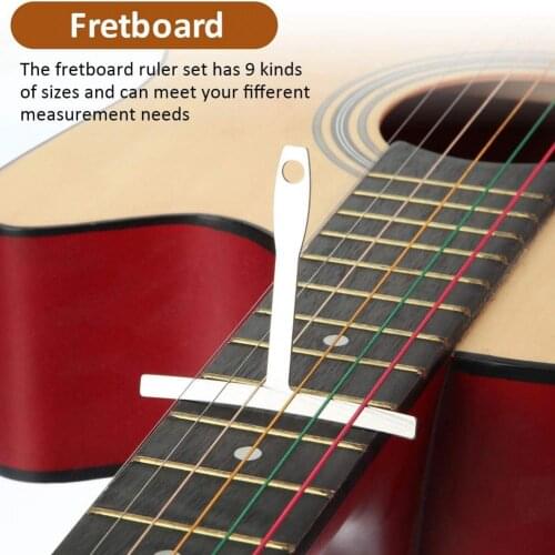 9Pcs T-Shape Guitar Radius Gauge Ruler Fingerboard Measurement Luthier Tool Neck Frets Arc Adjustment Measuring Caliper