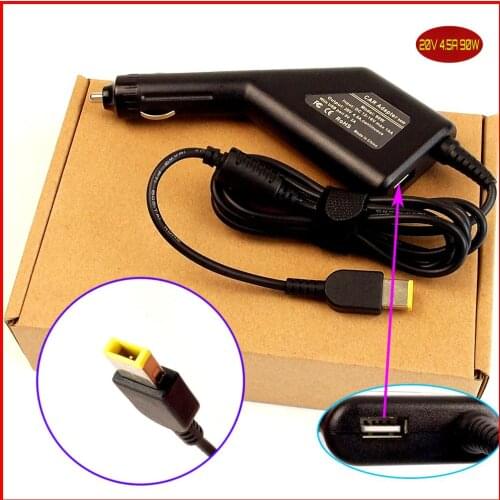 Laptop DC Power Car Adapter Charger 20V 4.5A 90W + USB Port for Lenovo / Thinkpad IdeaPad Touch S210 S310 s405 S410