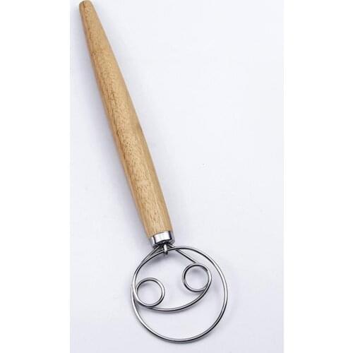 Deense Deegmixer Houten Handvat Bloemmixer Spoel Bloemmixer Noodle Handig Eiklopper Keuken Hulpmiddel Roer Stick V5K0