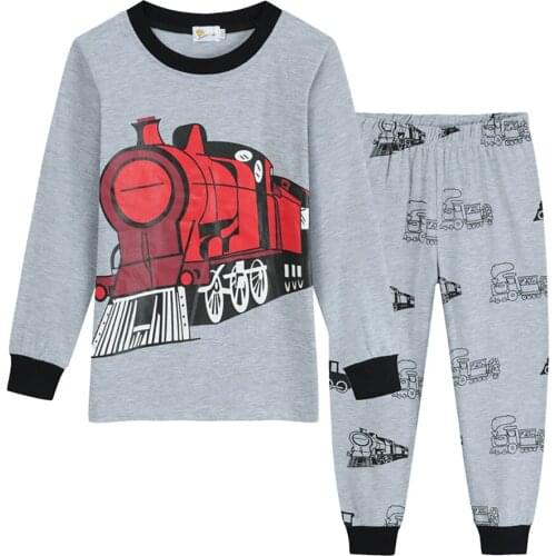 Children Sleepwear Boys Spring Cotton Homewear Tops+Pants 2 PCS Nightwear Casual Clothes Fashion Plane Print Outfit Set