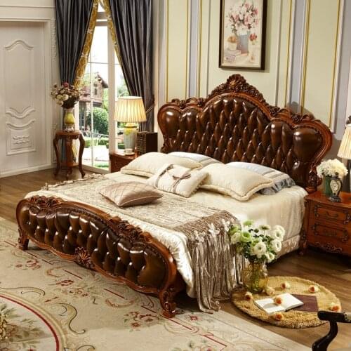 European all solid wood bed 1.8m European carved princess bed American country double bed bedroom luxury wedding bed