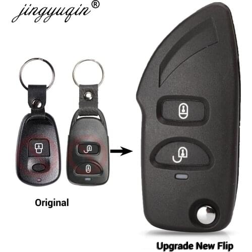 Jingyuqin Upgrade Style 2 Buttons Remote Flip Key Shell For Hyundai Elantra Santa Fe Eagle Terracan Atos Trajet Fit Kia Carens
